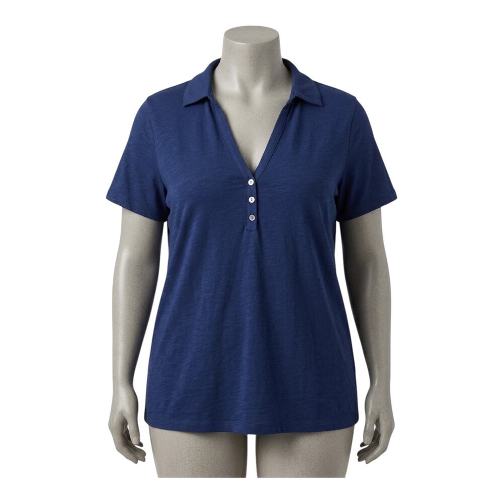 Lane Bryant Navy Blue Polo Shirt Plus Size 18/20 Supima Cotton